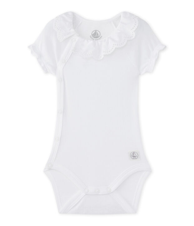 Newborn baby girls' bodysuit white