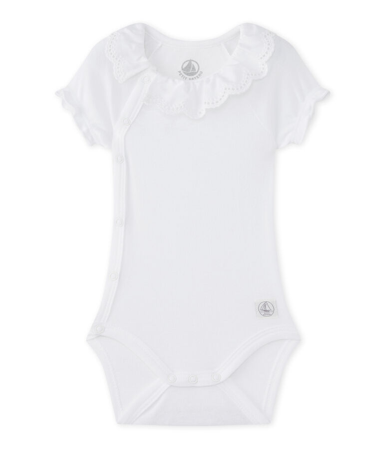 Newborn baby girls' bodysuit ECUME white