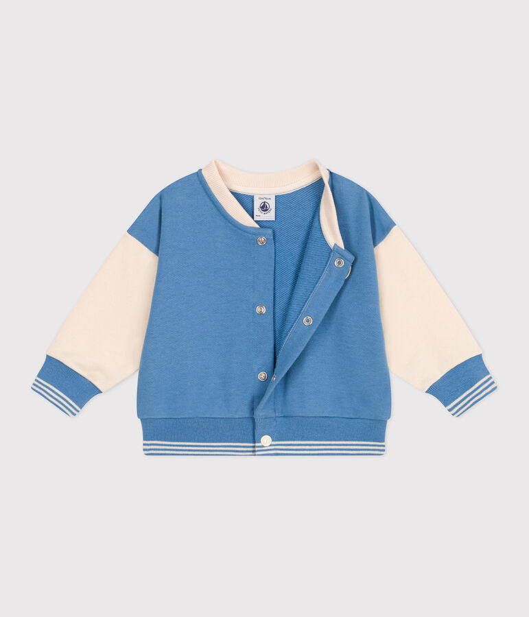 Babies' varsity-style jacket in colourblock cotton ALASKA blue/AVALANCHE