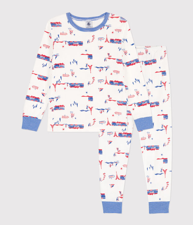 Unisex Paris Themed Cotton Pyjamas white/multicolor