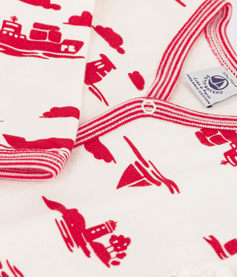 Printed Tube Knit Sleepsuit white/red