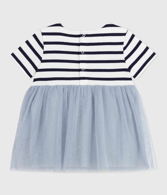 Babies' short-sleeved dress in two materials CO2 /MULTICO