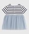 Babies' short-sleeved dress in two materials CO2 /MULTICO