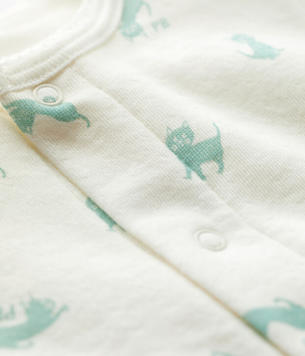 Babies' Organic Cotton Bodyjama white/green