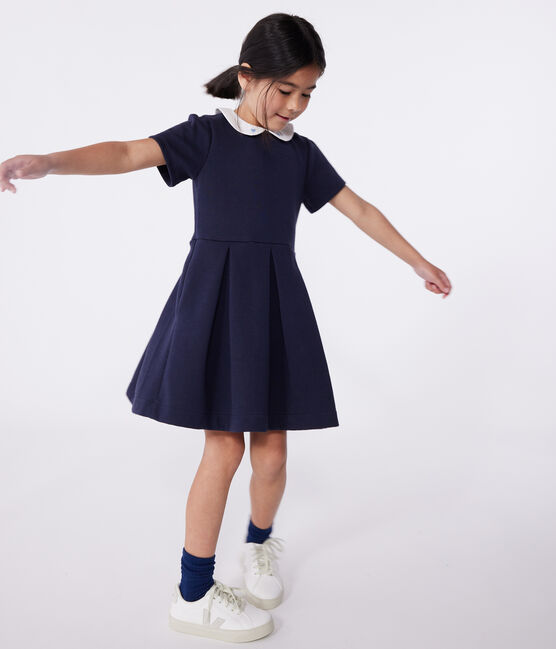 Children's short-sleeved plain cotton dress SMOKING blue