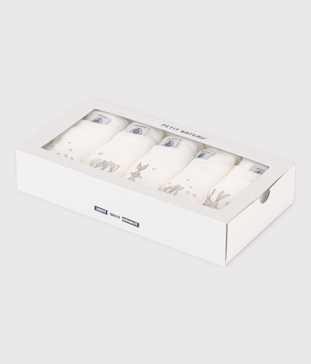 Babies' Rabbit Themed Long-Sleeved Cotton Bodysuits - 5-Pack multicolor