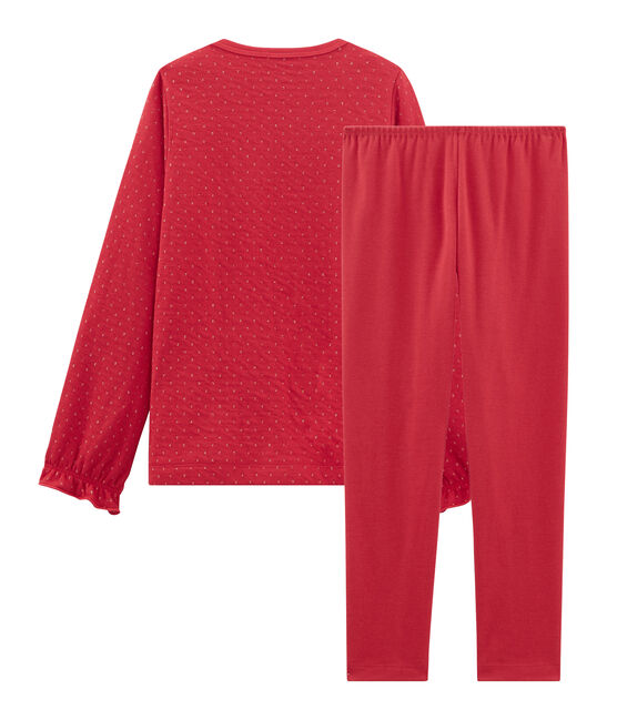 Girls' Tube Knit and Rib Knit Pyjamas TERKUIT red/OR yellow