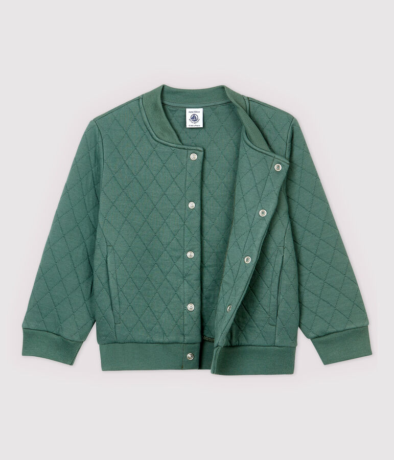 Boys' Tube Knit Baseball Jacket Style Cardigan green