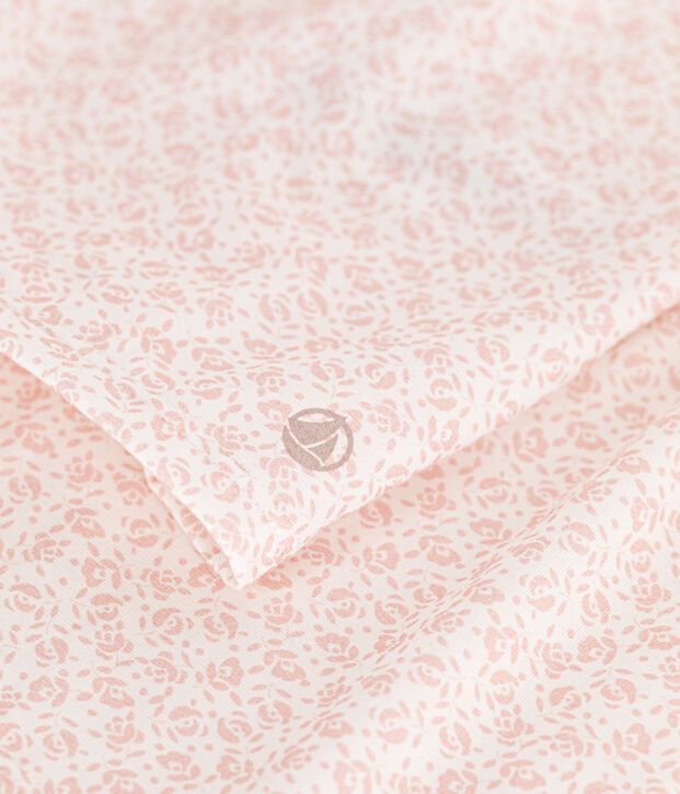 Children's Short Floral Print Cotton Pyjamas white/pink