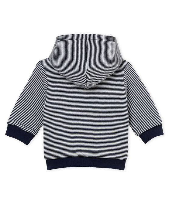 Baby boys' striped padded hooded Sweatshirt SMOKING blue/MARSHMALLOW white