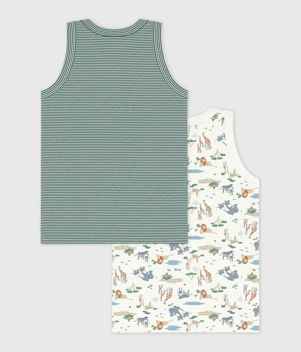Pack of children's savannah print cotton tank tops multicolor