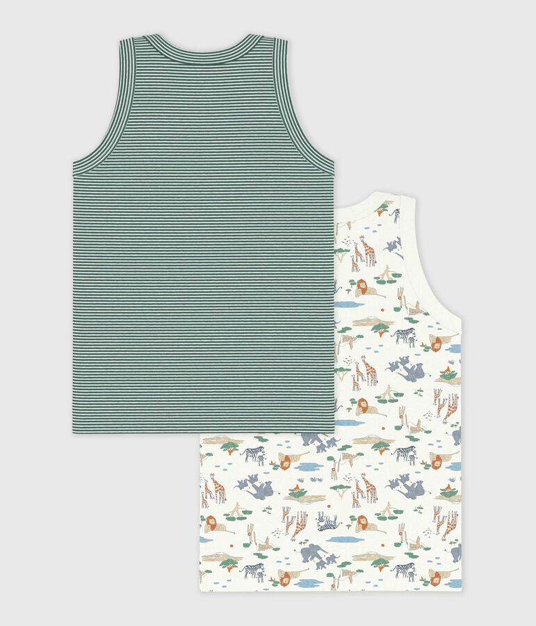 Pack of children's savannah print cotton tank tops multicolor