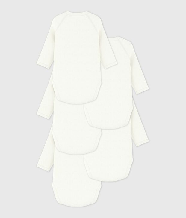 Pack of babies' long-sleeved crossover bodies in plain cotton multicolor