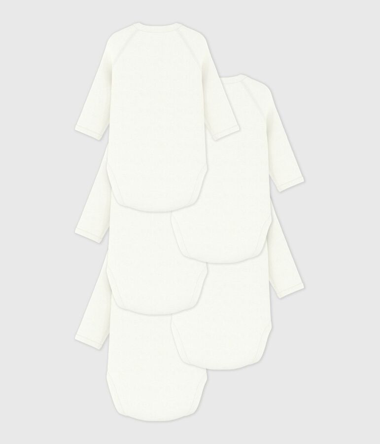 Pack of babies' long-sleeved crossover bodies in plain cotton multicolor