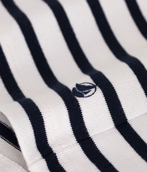 Women's Buttoned Cotton Breton Top white/blue