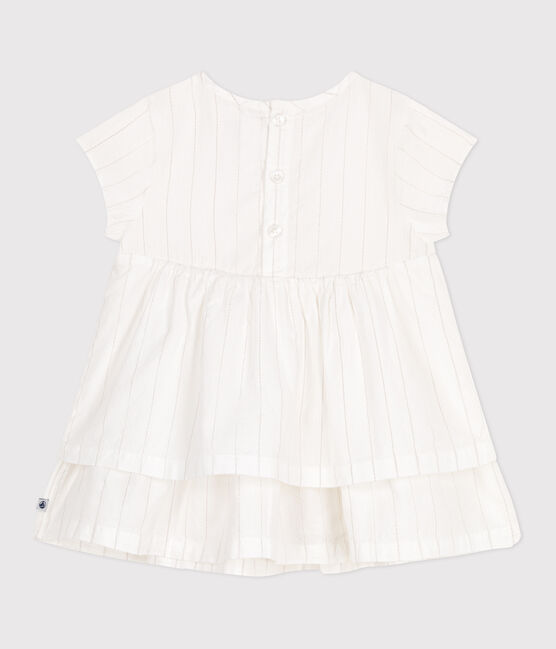 Babies' short-sleeved lightweight cotton dress for special occasions ECUME white/ARGENT