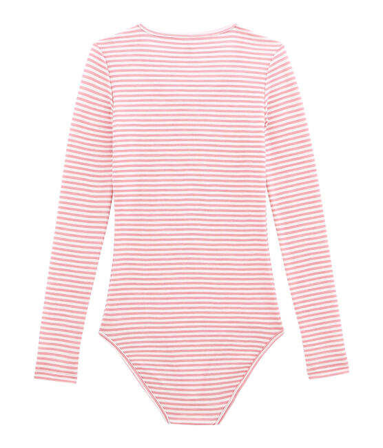 women's cotton and wool bodysuit CHEEK pink/MARSHMALLOW white