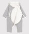Babies' Hooded Sailor Striped Cotton Jumpsuit MARSHMALLOW white/SMOKING blue