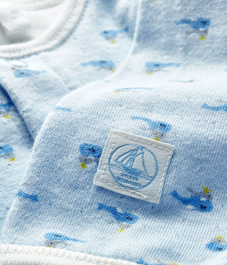 Unisex Baby's Tube Knit Bodyjama FRAICHEUR blue/MULTICO white