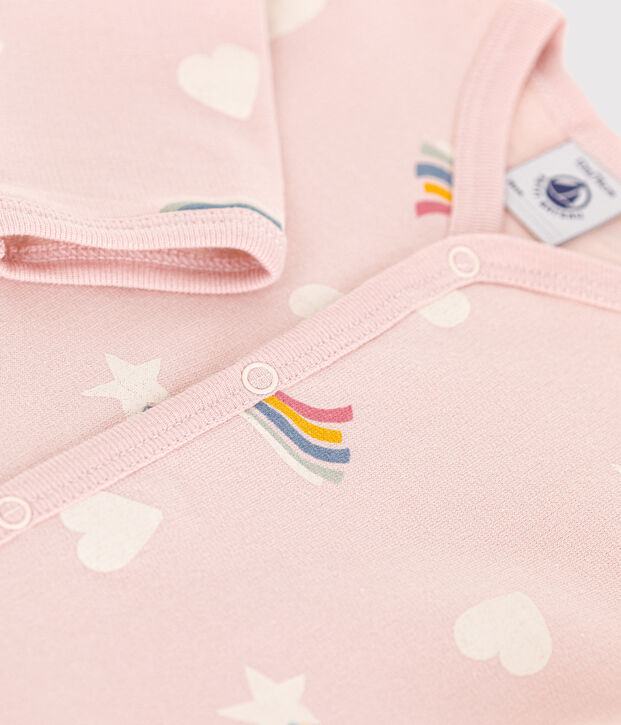 Babies' pyjama suit in star and heart print brushed fleece pink/multicolor