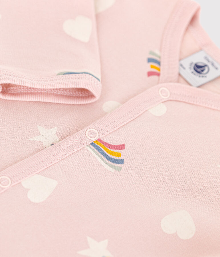 Babies' pyjama suit in star and heart print brushed fleece pink/multicolor