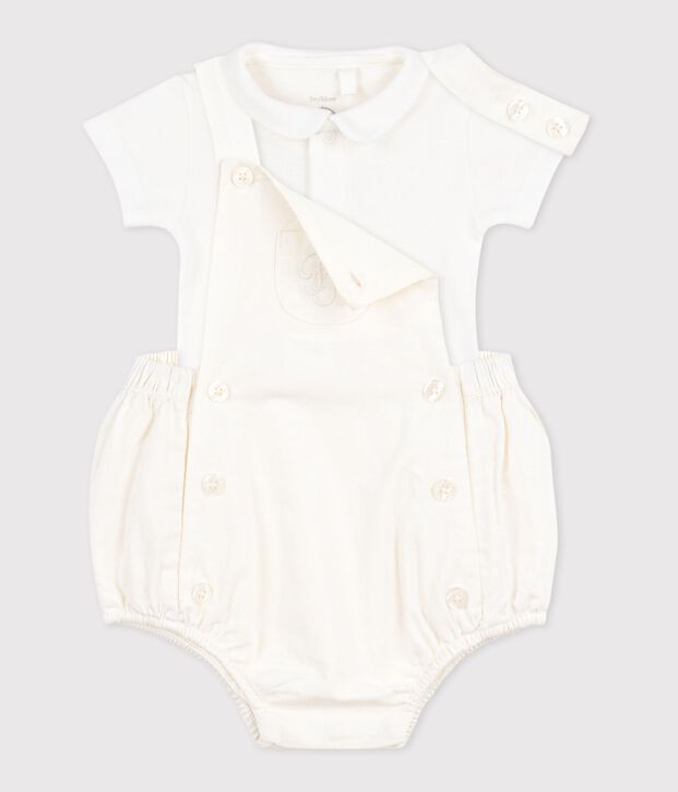 Babies' two-piece set in cotton/linen with embroidered details multicolor