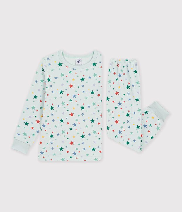 Children's star print velour pyjamas. blue/multicolor