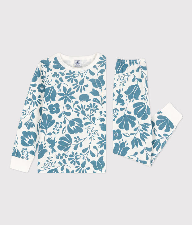 Children's Unisex Cotton Pyjamas white/blue