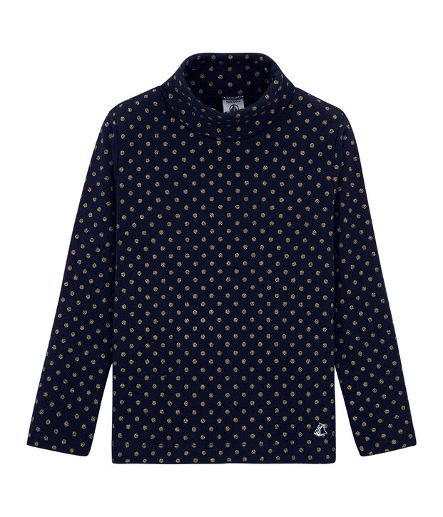 Child's polo neck dotted T-shirt blue/yellow