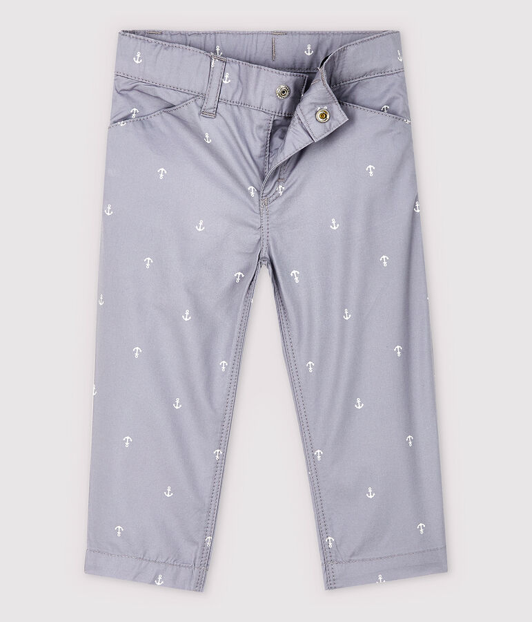 Baby Boys' Embroidered Twill Trousers CONCRETE grey