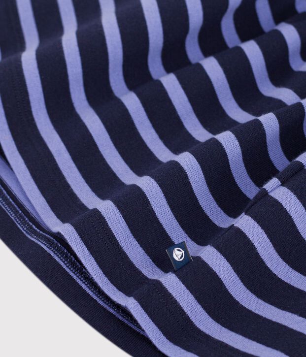 Children's long-sleeved stripy cotton dress blue/real