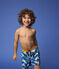 Boys' Recycled Swimming Trunks MYKONOS blue/MULTICO ecru