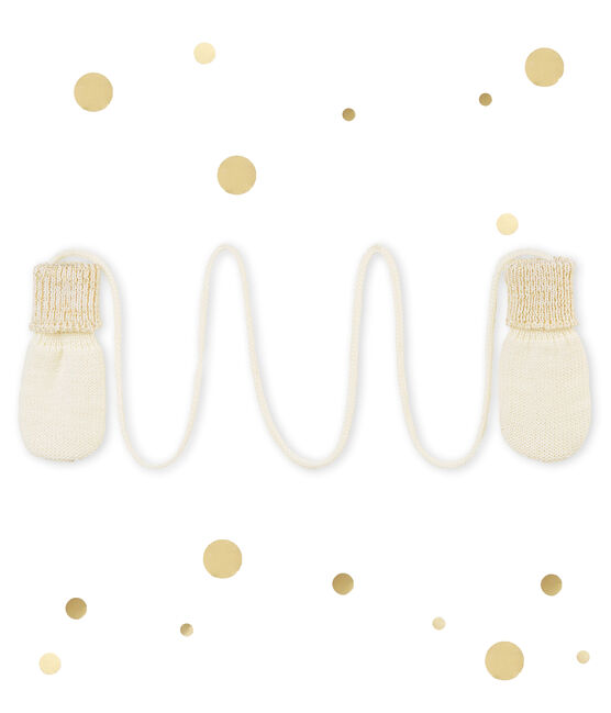 Baby girl's mittens MARSHMALLOW white/DORE yellow
