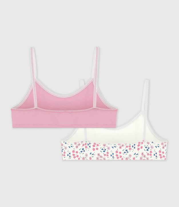 Pack of children's floral print cotton bra tops multicolor