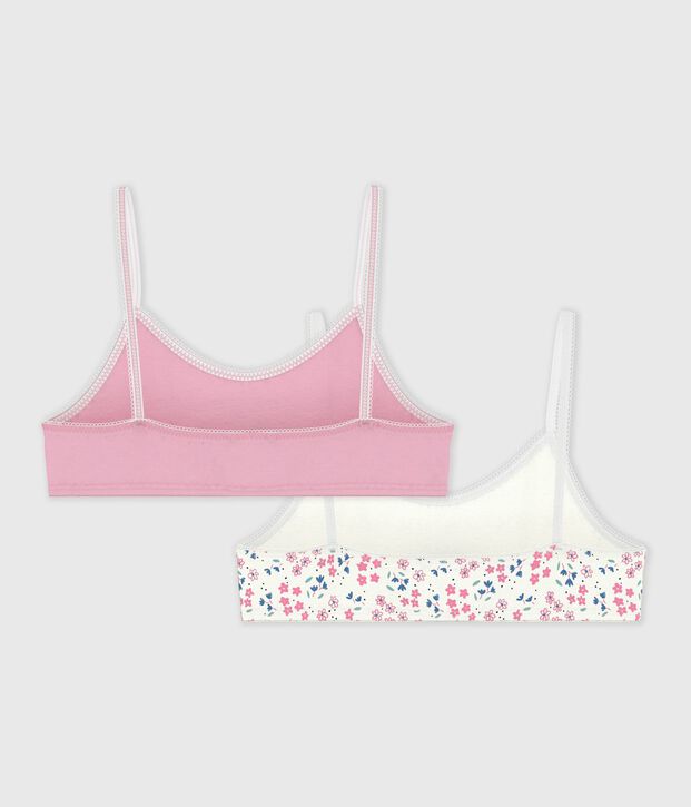 Pack of children's floral print cotton bra tops multicolor