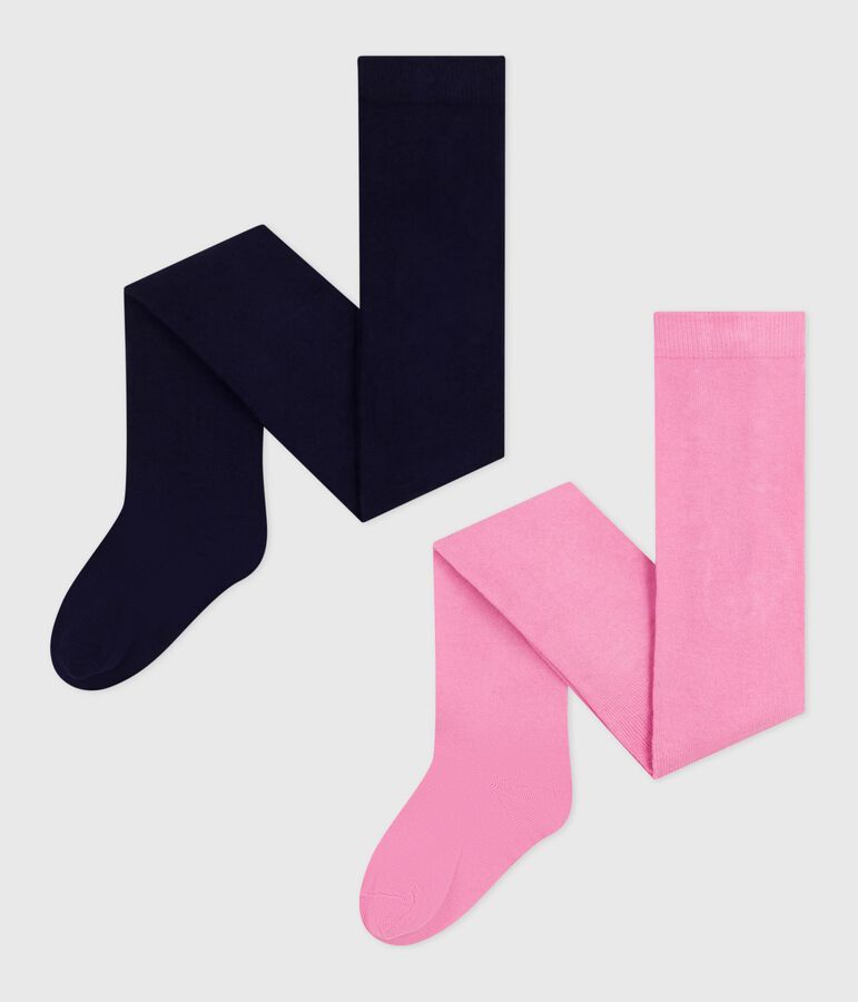Children's cotton jersey tights - 2-pack pink/blue