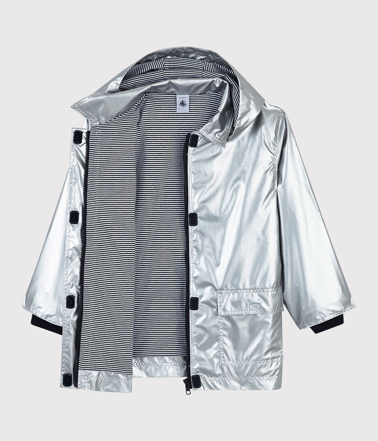 Girls/Boys' Silver Raincoat ARGENT grey