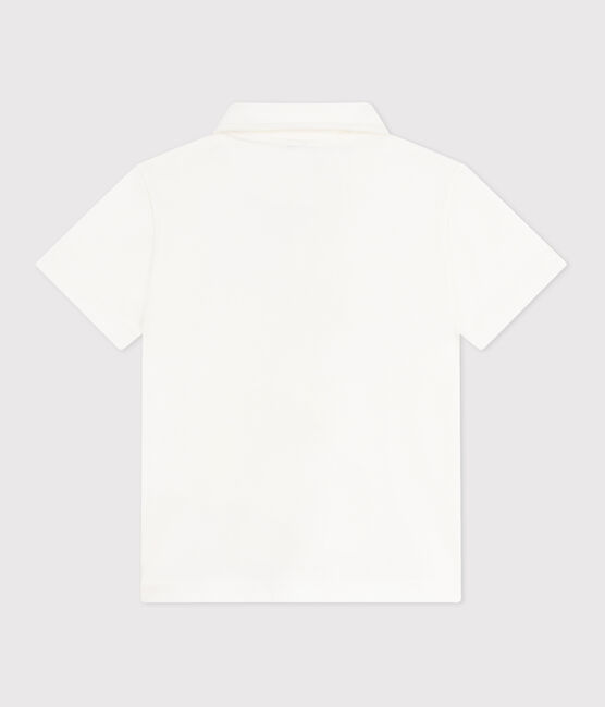 Children's plain short-sleeved cotton polo shirt MARSHMALLOW white