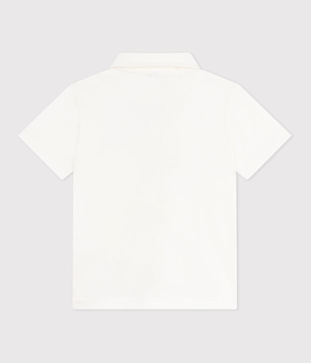 Children's plain short-sleeved cotton polo shirt white