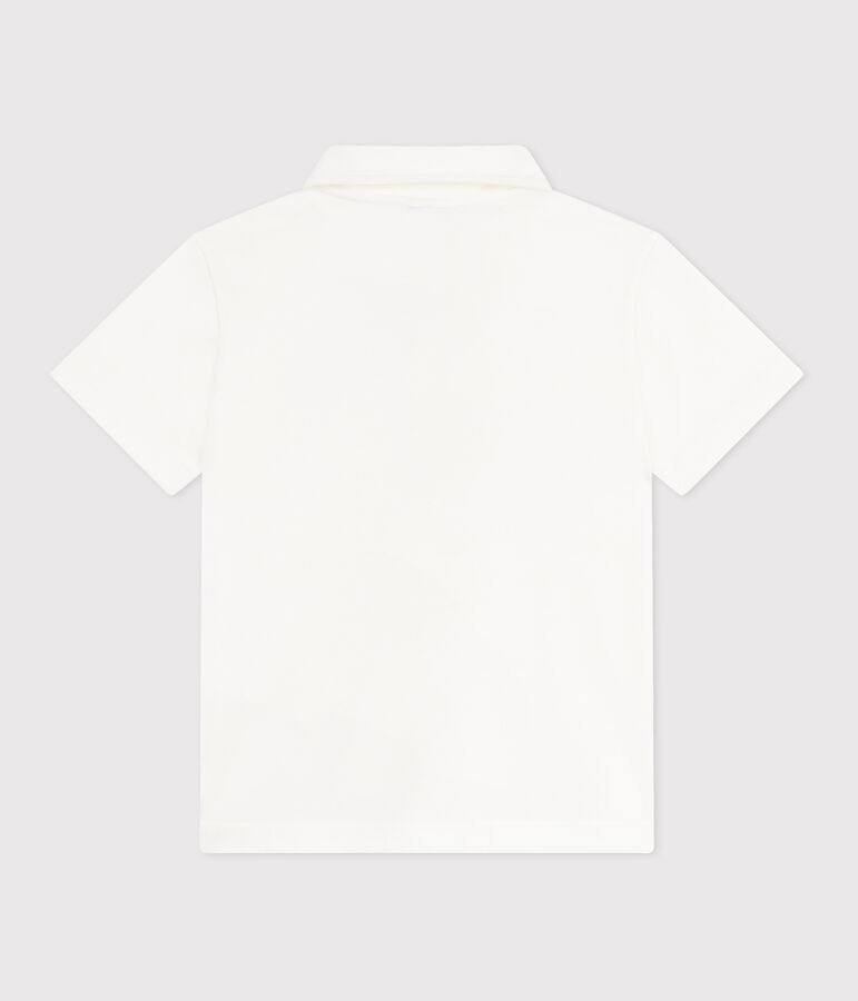 Children's plain short-sleeved cotton polo shirt white