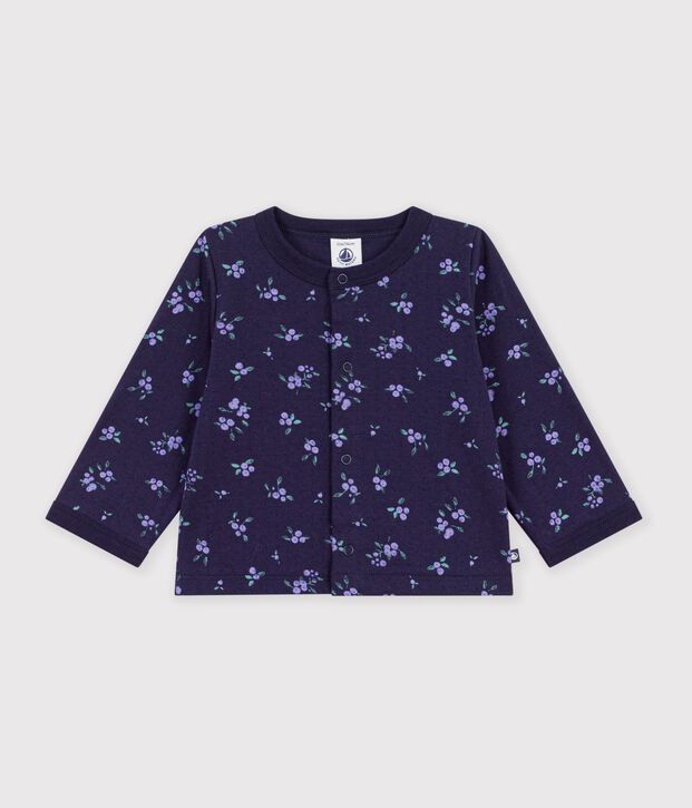 Babies' floral-print cotton cardigan blue/multicolor