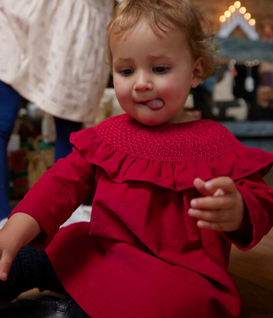 Babies' Long-Sleeved Velvet Dress CORRIDA red
