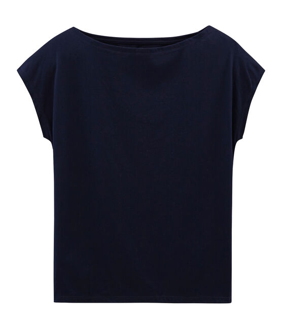 Women's short-sleeved sea island cotton t-shirt MARINE blue