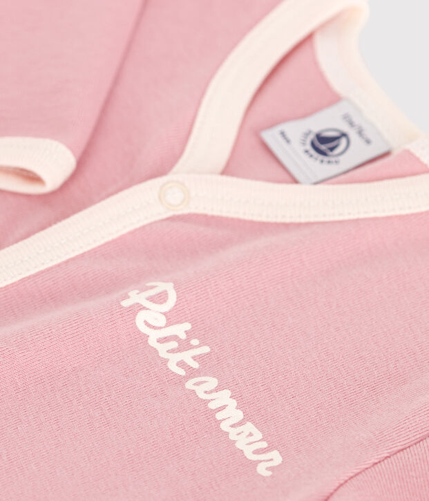 Babies' plain cotton pyjamas pink