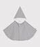 Babies' Stripy Cotton Hooded Cape MARSHMALLOW white/SMOKING blue