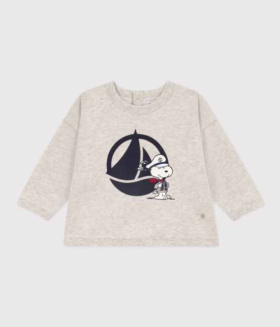 Babies' Petit Bateau x Snoopy Fleece Sweatshirt BELUGA CHINE grey