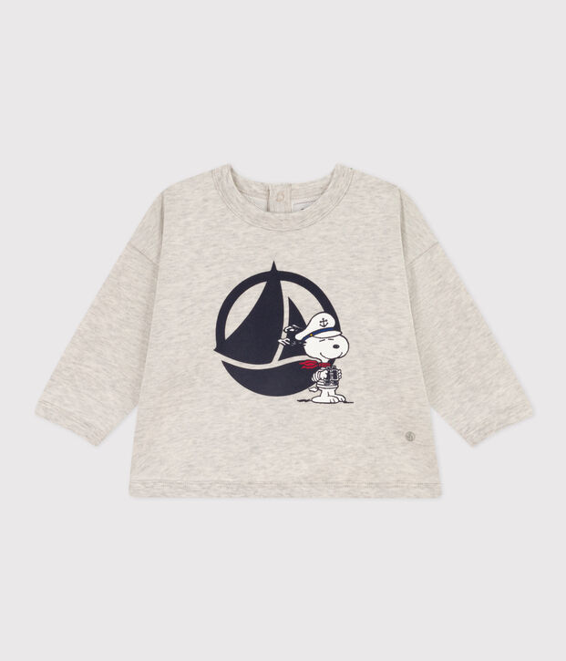 Babies' Petit Bateau x Snoopy Fleece Sweatshirt BELUGA CHINE