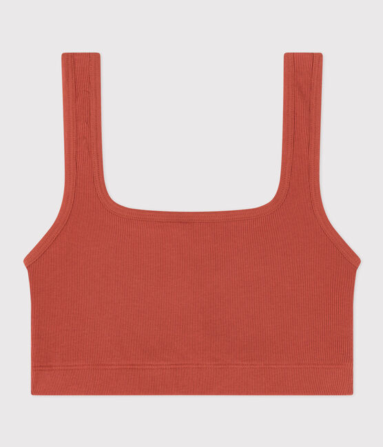 Women's Plain Cotton and Elastane Bra FAMEUX brown