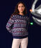 Women's wool and cotton jacquard jumper MEDIEVAL blue/MULTICO white