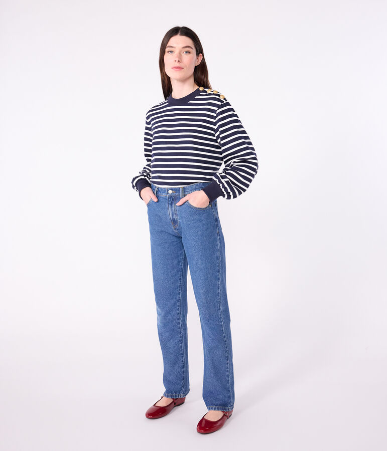 Women's cotton Breton top blue/white